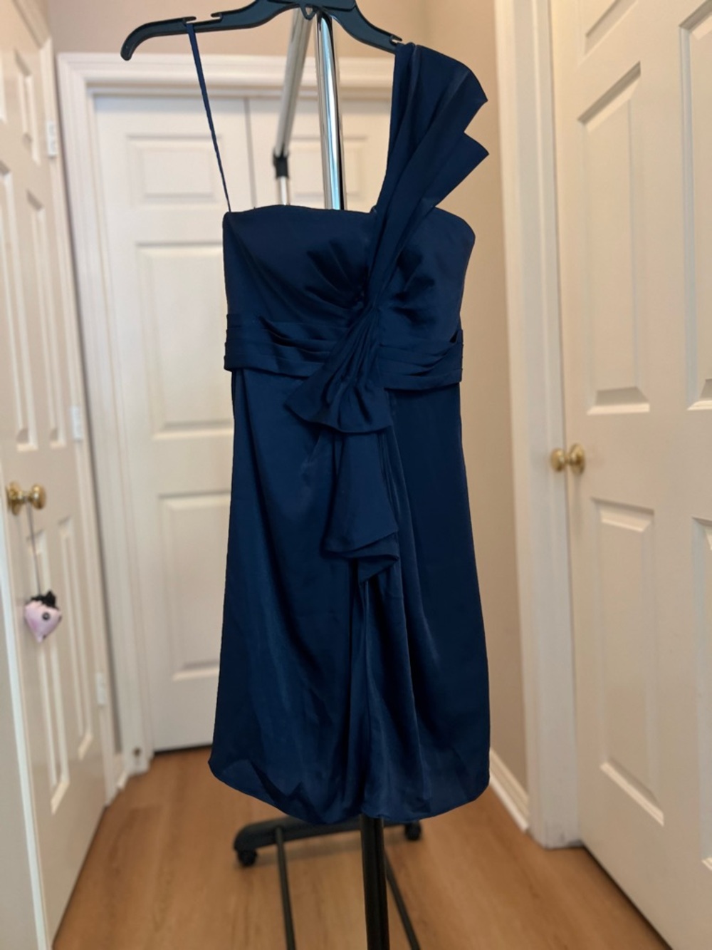 BCBGMaxAzria One-Shoulder Midnight Blue Cocktail Dress (Prom, Wedding, Grad)